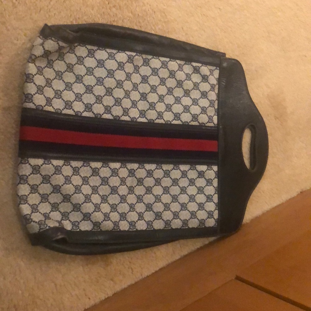 Gucci vintage Handle Punch Hole Blue/Red/Grey